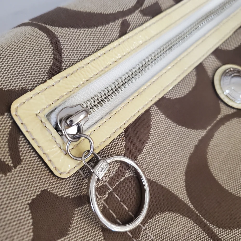 Coach Bag, Coach Signature Canvas Handbag Tan ,brown , yellow. Vintage. - Picture 8 of 16